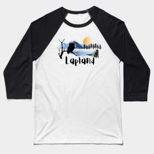 LAPLAND NORDIC NATURE OWL SLEDGE DOG SUNSET MOUNTAIN Baseball T-Shirt